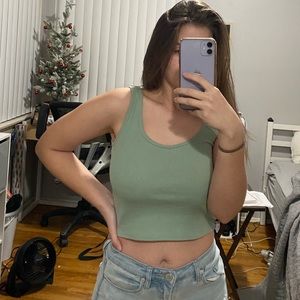 Cropped mint green tank top